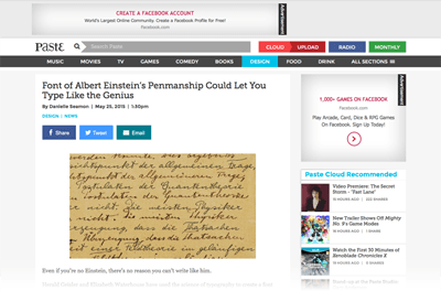 2015-05-25 Font of Albert Einstein’s Penmanship Could Let You Type Like the Genius - Design - News - Paste-Web